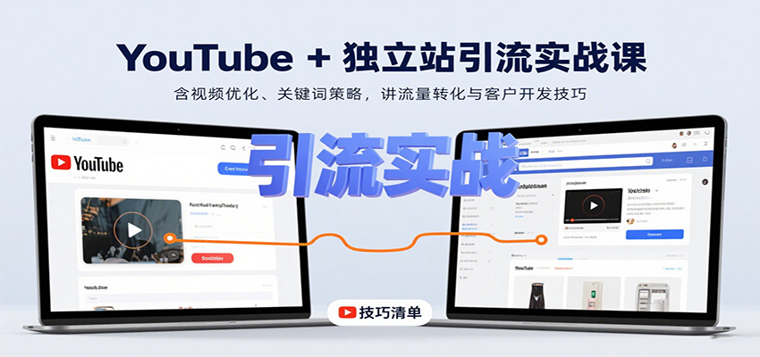 YouTube+独立站引流实战课：含视频优化、关键词策略，讲流量转化与客户开发技巧 - 猎人社区-猎人社区
