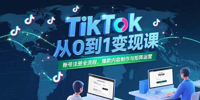 TikTok从0到1变现课，账号注册全流程，爆款内容制作与矩阵运营 - 猎人社区-猎人社区