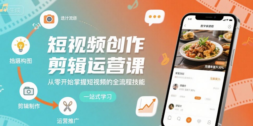 短视频创作剪辑运营课，从零开始掌握短视频的全流程技能 - 猎人社区-猎人社区