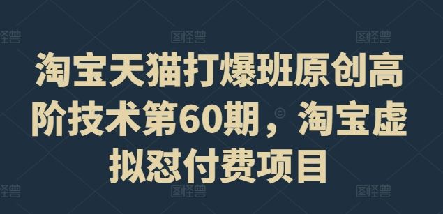 淘宝天猫打爆班原创高阶技术第60期，淘宝虚拟怼付费项目 - 猎人社区-猎人社区