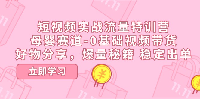 短视频实战流量特训营，母婴赛道-0基础带货，好物分享，爆量秘籍 稳定出单 - 猎人社区-猎人社区