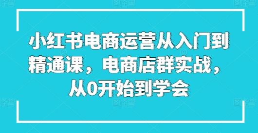小红书电商运营从入门到精通课，电商店群实战，从0开始到学会 - 猎人社区-猎人社区