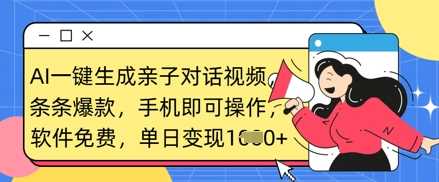 AI一键生成亲子对话视频，条条爆款，一部手机即可操作，单日变现数张 - 猎人社区-猎人社区