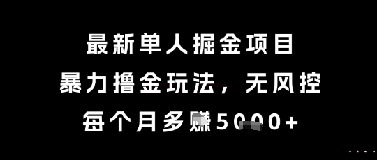 最新单人掘金项目，暴力撸金玩法，无风控，每个月多挣5k+【揭秘】 - 猎人社区-猎人社区