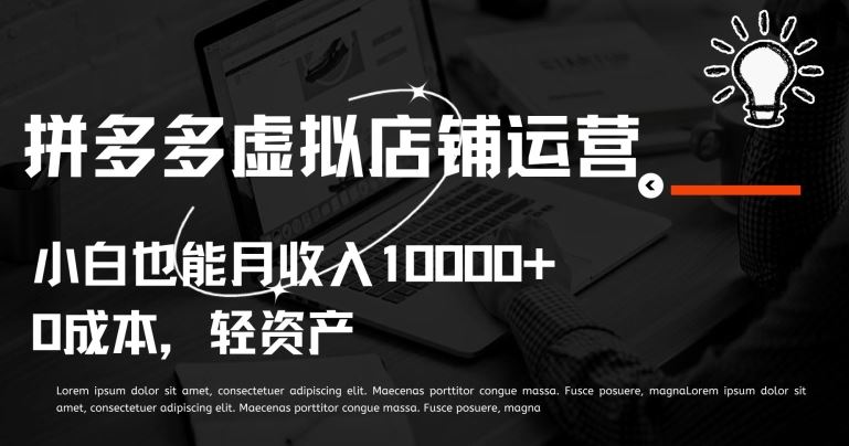拼多多虚拟店铺运营小白也能月收入10000+【揭秘】 - 猎人社区-猎人社区