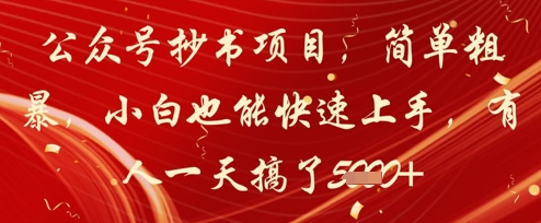 公众号抄书项目，简单粗暴，小白也能快速上手，有人一天搞了1k+ - 猎人社区-猎人社区