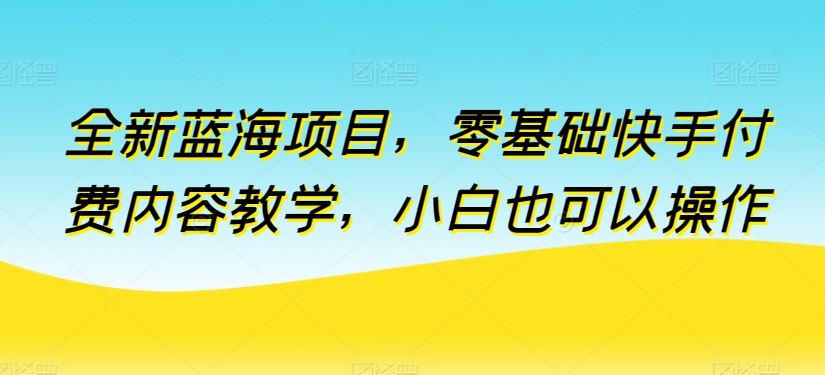 全新蓝海项目，零基础快手付费内容教学，小白也可以操作【揭秘】 - 猎人社区-猎人社区