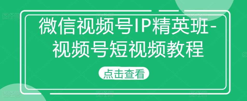 微信视频号IP精英班-视频号短视频教程-猎人社区