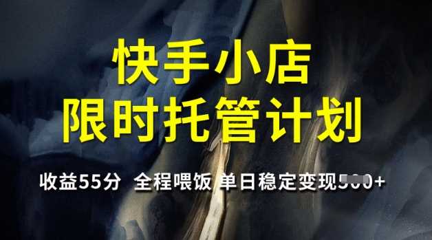 快手小店限时托管计划，收益55分，全程喂饭，单日稳定变现5张【揭秘】 - 猎人社区-猎人社区