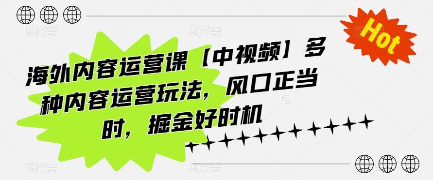 海外内容运营课【中视频】多种内容运营玩法，风口正当时，掘金好时机 - 猎人社区-猎人社区