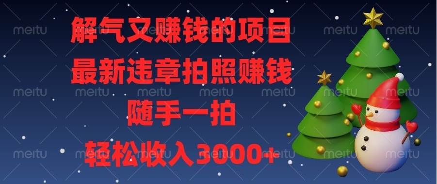 解气又赚钱的项目，最新违章拍照赚钱，随手一拍，轻松收入3000+-猎人社区