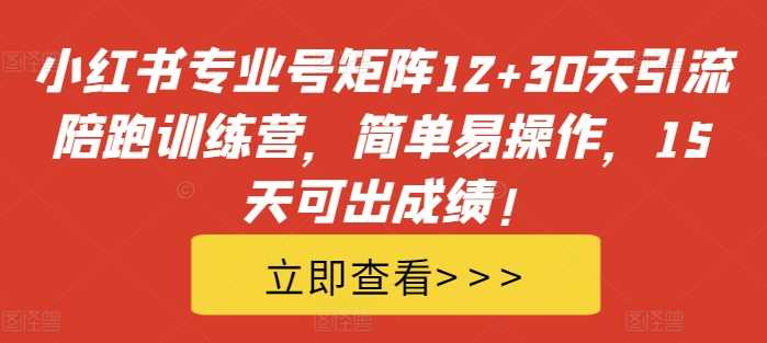 小红书专业号矩阵12+30天引流陪跑训练营，简单易操作，15天可出成绩! - 猎人社区-猎人社区