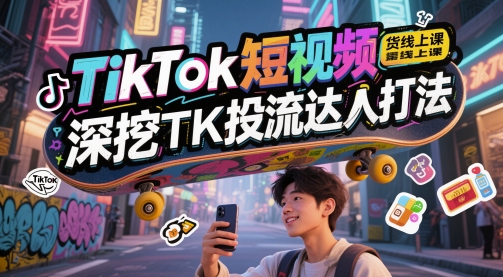 TikTok短视频带货线上课，深挖TK投流达人打法 - 猎人社区-猎人社区