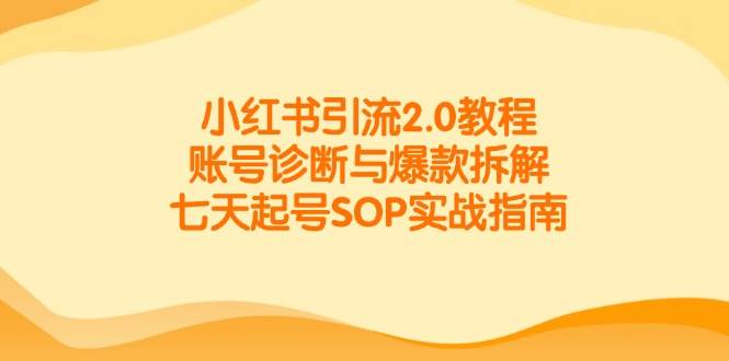 小红书引流2.0教程，账号诊断与爆款拆解，七天起号SOP实战指南 - 猎人社区-猎人社区