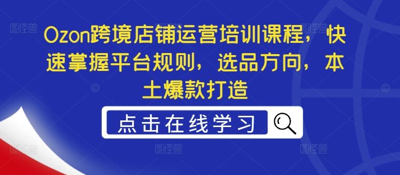 Ozon跨境店铺运营培训课程，快速掌握平台规则，选品方向，本土爆款打造 - 猎人社区-猎人社区