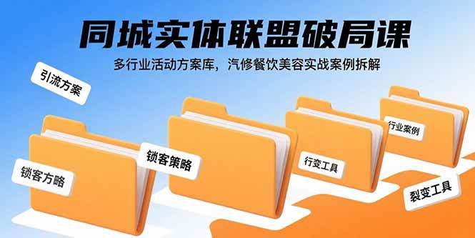 同城实体联盟破局课，多行业活动方案库，汽修餐饮美容实战案例拆解 - 猎人社区-猎人社区