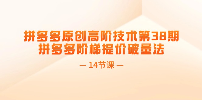 拼多多原创高阶技术第38期，拼多多阶梯提价破量法（14节课） - 猎人社区-猎人社区