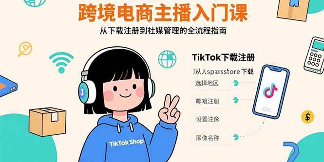 跨境电商主播入门课，TikTok下载注册，支付工具配置，社媒账号管理全流程 - 猎人社区-猎人社区