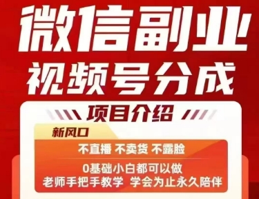 微信副业视频号分成，不直播 不卖货 不露脸，三五分钟即可完成一条作，每日收益几十、几张不等 - 猎人社区-猎人社区