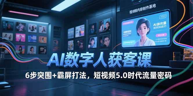 AI数字人获客课，6步突围+霸屏打法，短视频5.0时代流量密码-猎人社区