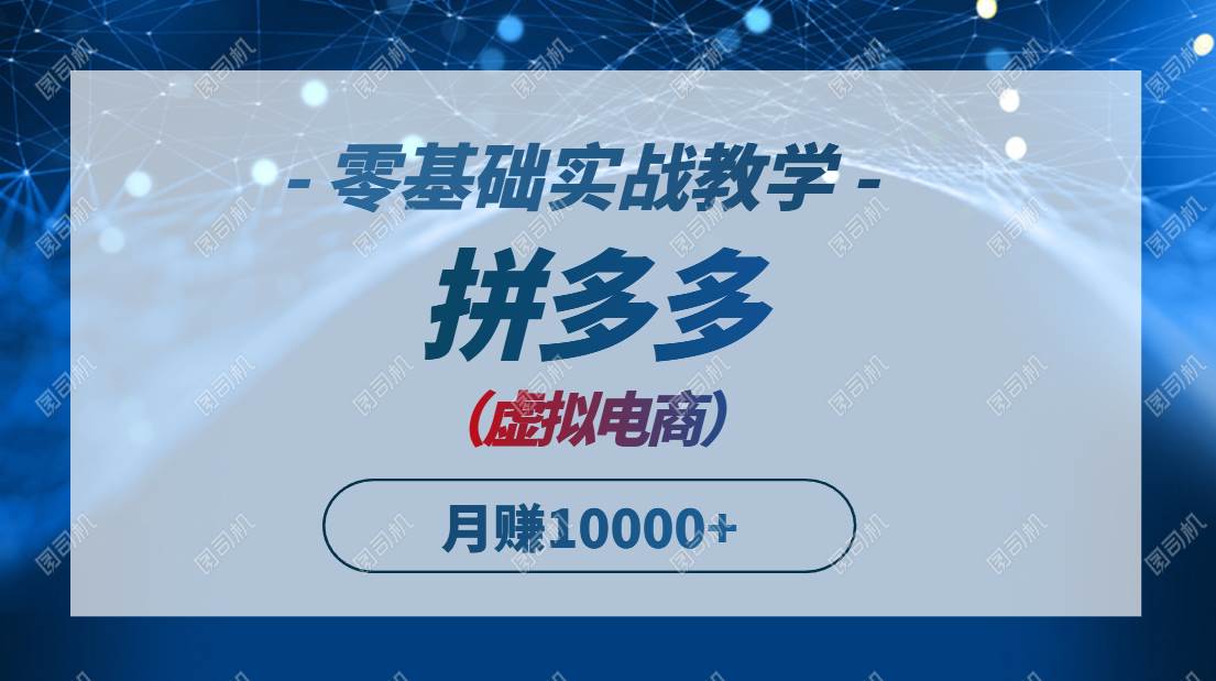 拼多多虚拟电商，零基础实战教学，快速打爆商品，新手也能月入10000+ - 猎人社区-猎人社区