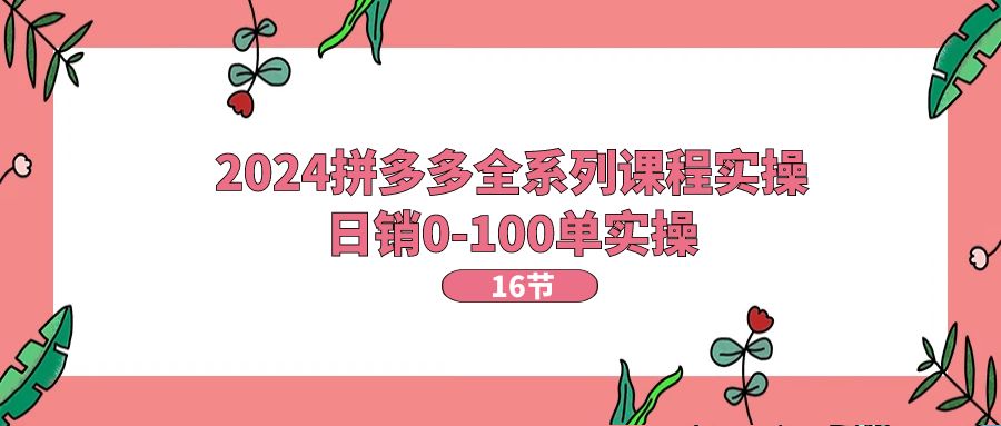 2024拼多多全系列课程实操，日销0-100单实操【16节课】 - 猎人社区-猎人社区