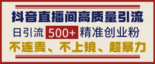 抖音直播间引流创业粉，无需连麦、不用上镜、超暴力，日引流500+高质量精准创业粉 - 猎人社区-猎人社区