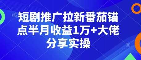 短剧推广拉新番茄锚点半月收益1万+大佬分享实操 - 猎人社区-猎人社区