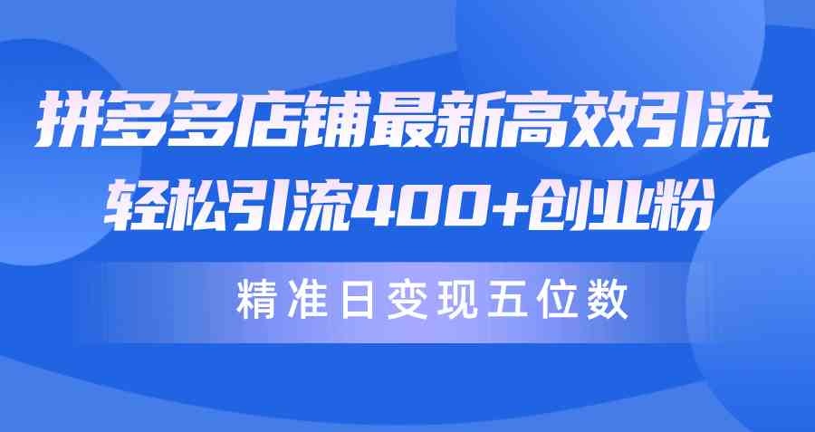拼多多店铺最新高效引流术，轻松引流400+创业粉，精准日变现五位数！ - 猎人社区-猎人社区