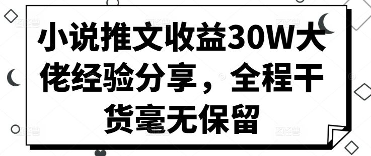 小说推文收益30W大佬经验分享，全程干货毫无保留 - 猎人社区-猎人社区