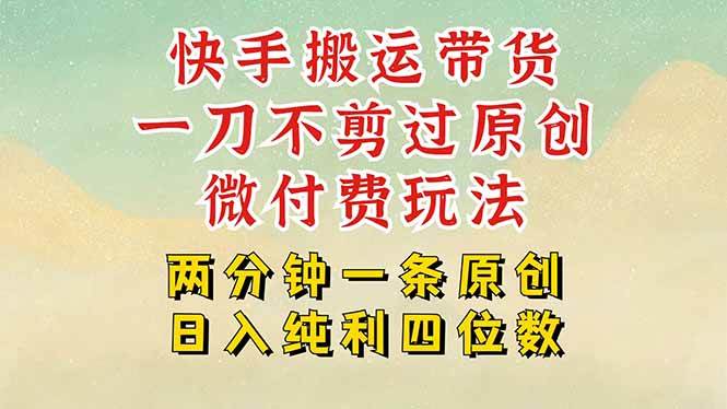 快手黑科技搬运带货，一刀不剪过原创，微付费投流玩法，轻松日入四位数… - 猎人社区-猎人社区