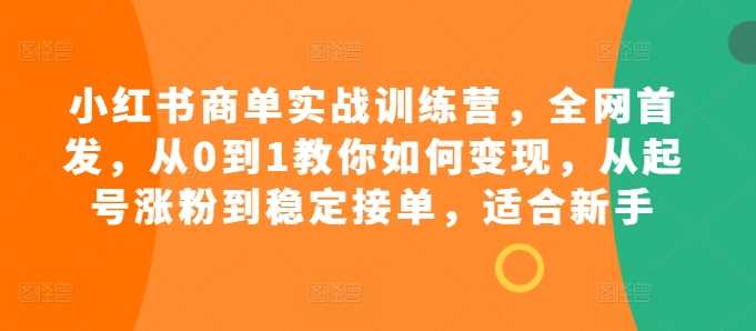 小红书商单实战训练营，全网首发，从0到1教你如何变现，从起号涨粉到稳定接单，适合新手-猎人社区