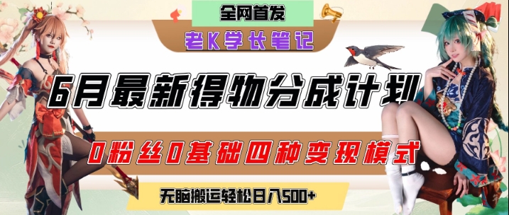 6月份最新得物创作者分成计划2.0玩法，0粉丝0基础四种模式变现，从隐蔽渠道无脑搬运，日入2张 - 猎人社区-猎人社区