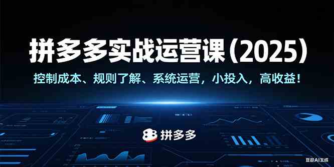 拼多多实战运营课（2025），控制成本、规则了解、系统运营，小投入，高收益！-猎人社区
