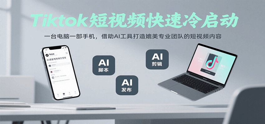 Tiktok短视频快速冷启动，一台电脑一部手机，借助AI工具打造媲美专业团队的短视频内容 - 猎人社区-猎人社区