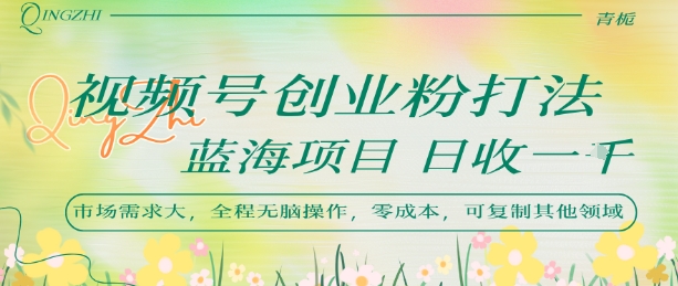 视频号创业粉打法，日入1k，蓝海项目，市场需求大，全程无脑操作，可复制 - 猎人社区-猎人社区
