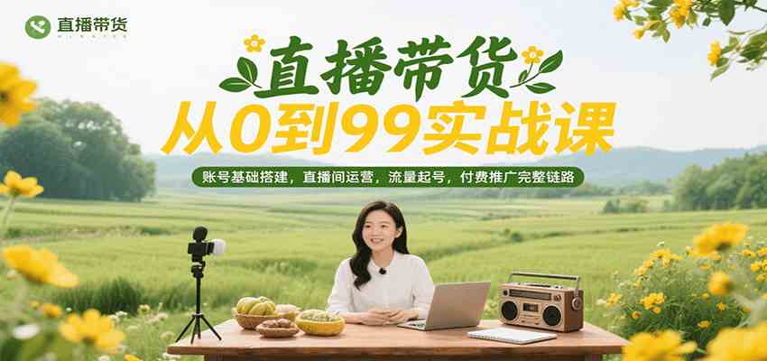 直播带货从0到99实战课，账号基础搭建，直播间运营，流量起号，付费推广完整链路 - 猎人社区-猎人社区