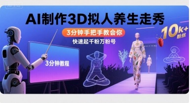 Ai制作3D拟人养生走秀，3分钟手把手教会你，快速起千粉万粉号 - 猎人社区-猎人社区