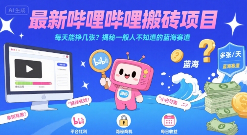 最新哔哩哔哩上B站搬砖项目，每天能挣几张？揭秘一般人不知道的蓝海赛道 - 猎人社区-猎人社区