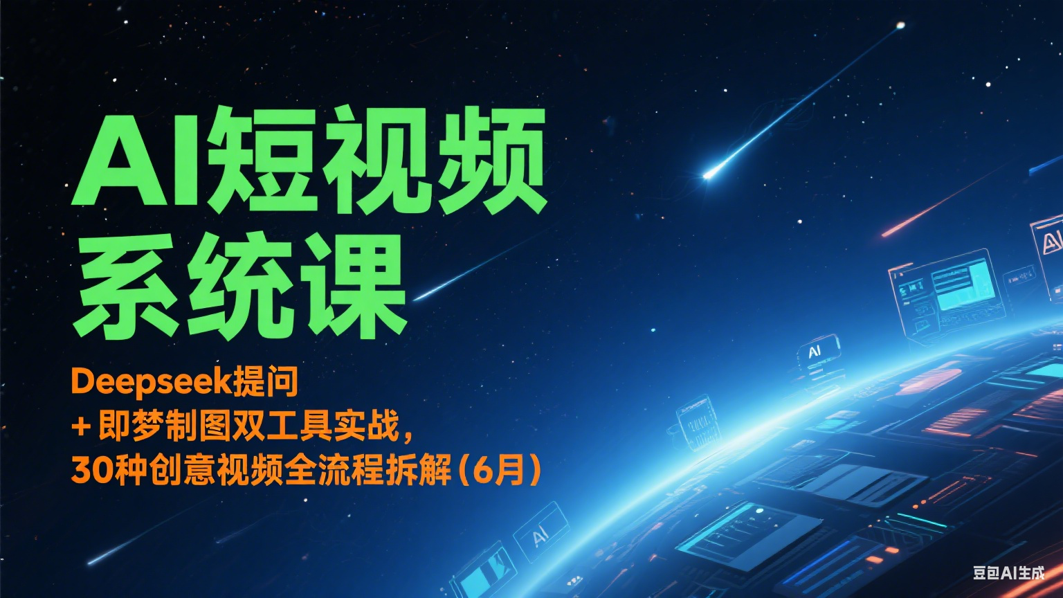 AI短视频系统课：Deepseek提问 + 即梦制图双工具实战，30种创意视频全流程拆解(6月) - 猎人社区-猎人社区