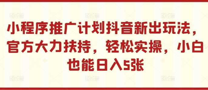 小程序推广计划抖音新出玩法，官方大力扶持，轻松实操，小白也能日入5张【揭秘】 - 猎人社区-猎人社区