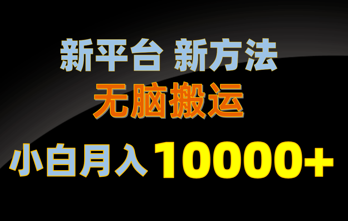 新平台新方法，无脑搬运，月赚10000+，小白轻松上手不动脑 - 猎人社区-猎人社区