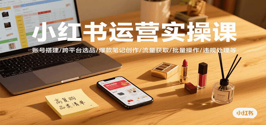 小红书运营实操课，账号搭建/跨平台选品/爆款笔记创作/流量获取/批量操作/违规处理等-猎人社区