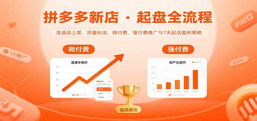 拼多多新店起盘全流程，含选品上架、流量玩法，微付费、强付费推广与7天起店盈利策略 - 猎人社区-猎人社区