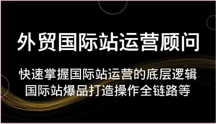 外贸国际站运营顾问-快速掌握国际站运营的底层逻辑，国际站爆品打造操作全链路等 - 猎人社区-猎人社区