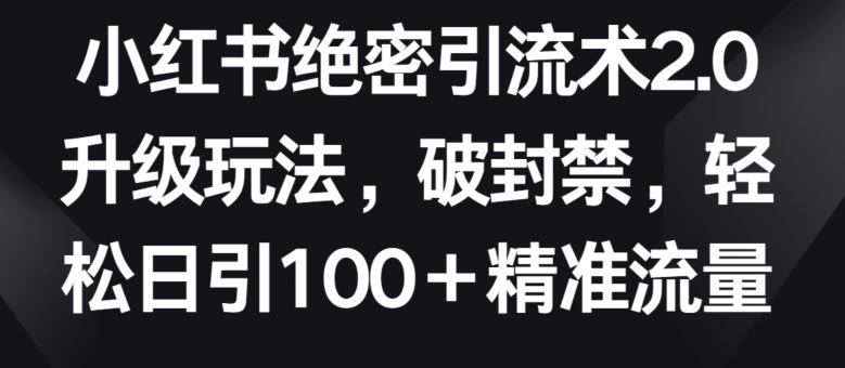 小红书绝密引流术2.0升级玩法，破封禁，轻松日引100+精准流量【揭秘】 - 猎人社区-猎人社区