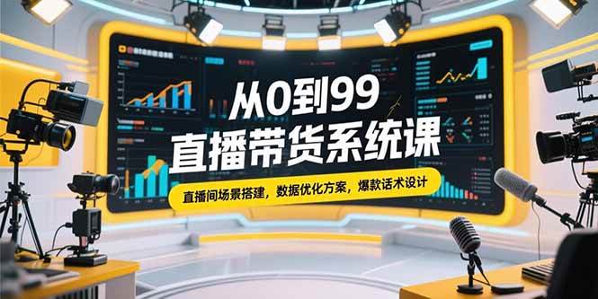 从0到99直播带货系统课，直播间场景搭建，数据优化方案，爆款话术设计 - 猎人社区-猎人社区