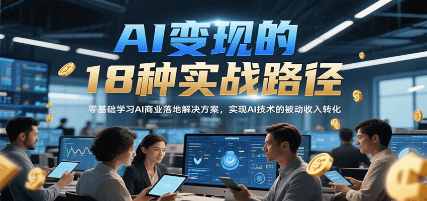 AI变现的18种实战路径，零基础学习AI商业落地解决方案，实现AI技术的被动收入转化 - 猎人社区-猎人社区