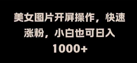 美女图片开屏操作，快速涨粉，小白也可日入1k【揭秘】 - 猎人社区-猎人社区