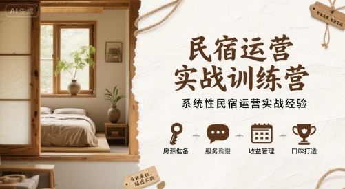 民宿运营实战训练营，系统性民宿运营实战经验 - 猎人社区-猎人社区